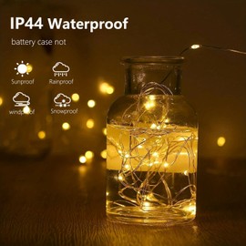 2-Pack 50 LED Fairy Lights Battery Operated with Remote Control Timer, 16 FT 50 LED Battery Lights Outdoor Indoor, 8 Mode Twinkle String Lights for Classroom Party Bedroom Christmas Décor (Warm White)