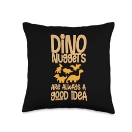 Dino Chicken Nugget Dinosaur Nugs Veggie Funny Throw Pillow, 16x16, Multicolor