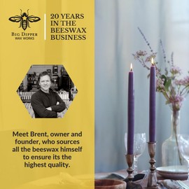Big Dipper Wax Works Eggplant Purple Candles, Hand Dipped Beeswax Taper Candles, 12-Hour Long Burn, Pure Beeswax Candle 12" x 7/8", All Natural Rich Coloring