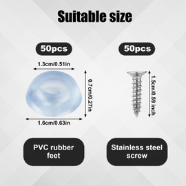Rubber Feet, 50pcs Cutting Board Feet Non Slip Bumpers with Stainless Steel Screws Round Cutting Board Legs Pad for Furniture Kitchen Appliances
