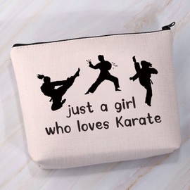 VAMSII Karate Girl Gifts Karate Gifts Zipper Bag just a Girl who Loves Karate Makeup Bag Martial Arts Gifts for Karate Lovers(loves Karate)