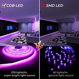 INDARUN RGB COB Led Strip Light 32.8ft 5760 LEDs 10mm Width, Smart 24V Led Strip Alexa/Google Assistant Compatible, Flexible Tape Light with Remote for TV Backlight, Christmas, Party Decor