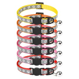 Reflective Cat Collars-Breakaway Cat Collars with Bell - Adjustable Collars for Girl Boy Indoor Small Pet - 6 Pack