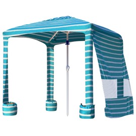 AMMSUN Beach Cabana, 6.2'×6.2' Beach Canopy, Easy Set up and Take Down, Cabana Beach Tent with Sand Pockets, Instant Sun Shelter with Side Wall, Turquoise