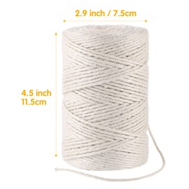 Vivifying 3mm White Twine, 328 Feet 3Ply Natural Jute Twine String for Crafts, Wedding Decoration, Arts, Gift Wrapping, Packing and Hanging