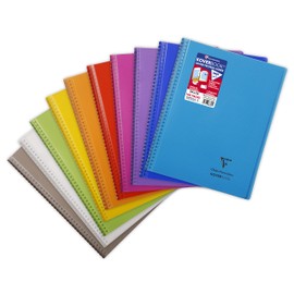 Clairefontaine 386601C Spiral Exercise Book Koverbook with Double Spiral Binding DIN A4+ 24 x 32 cm 80 Sheets Squared with Margin 90 g Polypropylene Cover Assorted Colours Pack of 1