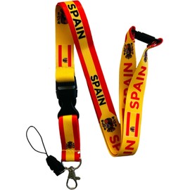 PAC Supplies Global European Country Lanyard/Badge Holder With Safety Breakaway & Detachable Clip (1, Spain)