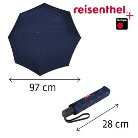 reisenthel Umbrella Pocket Mini - Extremely Lightweight and Flat Pocket Umbrella Made from Recycled PET Bottles - with Large Umbrella Canopy, Mixed Dots Red, Mini, umbrellae
