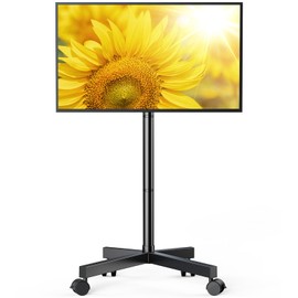 Perlegear Rolling TV Stand for 23-60 Inch LCD LED OLED 4K Smart TVs Holds up to 88lbs, Mobile TV Stand with Height Adjustable, Tilting TV Cart with Locking Wheels Max VESA 400x400mm, PGTVMC16