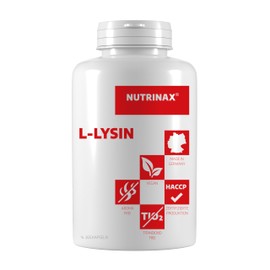 NUTRINAX L-Lysine 365 Vegan Lysine Capsules High Dose with 1000 mg L-Lysine HCL (800 mg L Lysine per Daily Dose) Made in Germany from Vegetable Fermentation