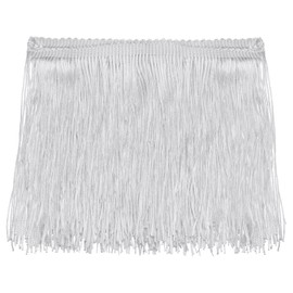 sourcing map 10 Yards 6 Inch Chain Fringe Trim Tassel Sewing Lace Trimming Polyester Fringe Trimming Tape for DIY Sewing Crafts Clothing Silver