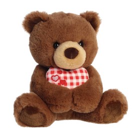 Aurora® Heartwarming Valentine Sweetheart Snuggles™ Stuffed Animal - Decorative Companion - Romantic Plush - Chocolate 8 Inches