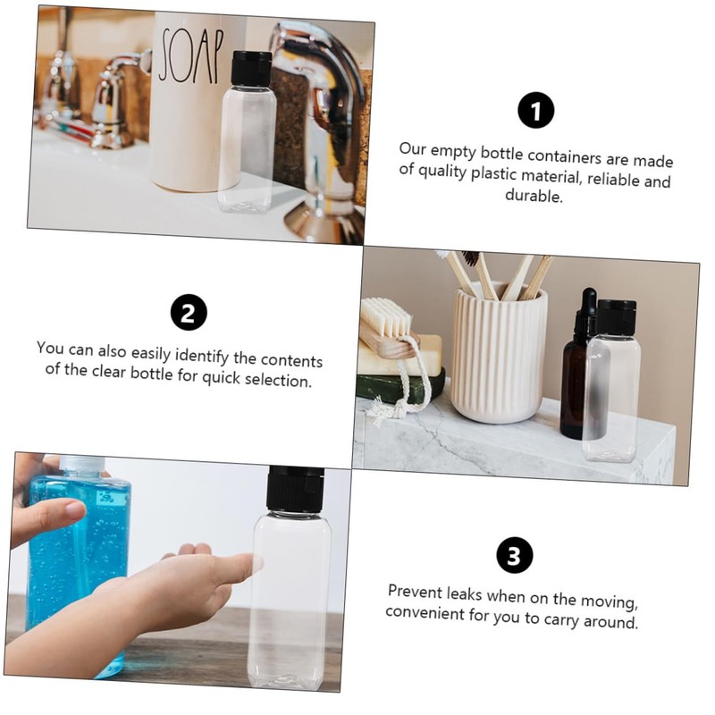 OHPHCALL 30pcs Clear Travel Bottles Refillable Lightweight Leak Containers for