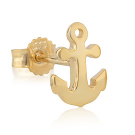 NKlaus Single Stud Earrings Anchor 333 Yellow Gold 8 Carat 9 x 6 mm Polished Earring Earrings 2049, Yellow Gold