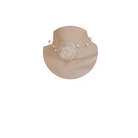 Boho Flower Pearl Choker Necklace for Floral Choker,Women Dainty Pearl Beaded Chain Collar Necklace Flower Necklace for Women Trendy Jewelry (Beige)