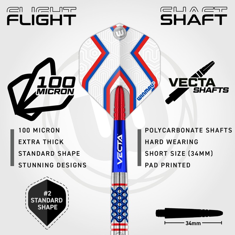 WINMAU Darts Epix 22g 90% Tungsten Steel Tip Darts Set