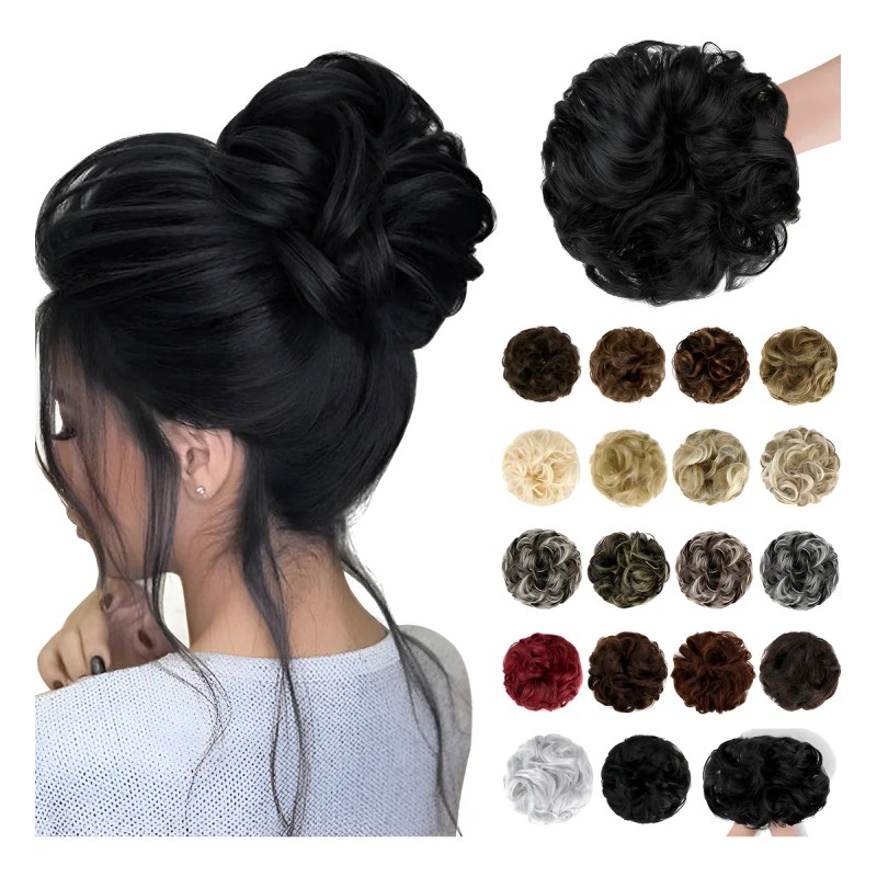 Chongos Postizos Cabello Moño Pelo Desordenado Postizo,2 Pza