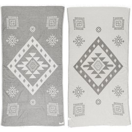 Bersuse 100% Cotton Veracrus Turkish Towel Beach Towel Bath Towel Dual Layer Peshtemal Beach Blanket Beach Essentials - 37x70 Inches, Silver Gray (Set of 6)