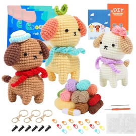 WDKXCN Beginners Crochet Kit, Crochet Kits for Beginners Adults and Kids, Crochet Starter Kit to Make 4pcs Animals, Complete Crocheting Kit with Step-by-Step Video Tutorials, Accessories