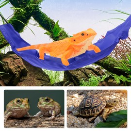 CAPASTEC Bearded Dragon Hammock, Lizard Hammock with Suction Cups Hooks, Bearded Dragon Tank Accessories, Reptile Lounger for Geckos, Blue, 1 Set
