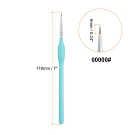 sourcing map 3pcs Detail Paint Brushes 6mm Pointed Tip 178mm Length Nylon Hair Miniature Painting Brushes for Watercolor Oil Acrylic Painting(00000#), Blue