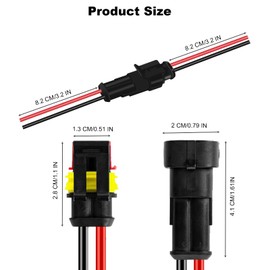 Leucasa 5 Sets 2-Pin Cable Connector Plug 12 V Plug Waterproof Car Plug for Boats, Motorcycles, Scooters, Cars, Trucks and Other Cable Connections