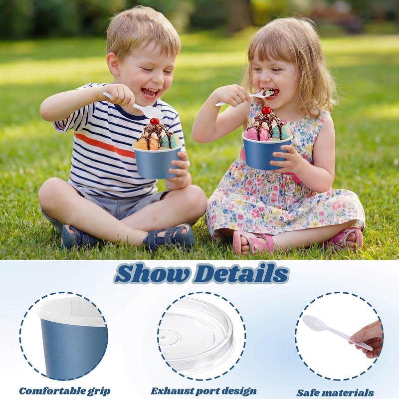 Eaasty 52 Pack Paper Ice Cream Cups 9oz Colored Disposable