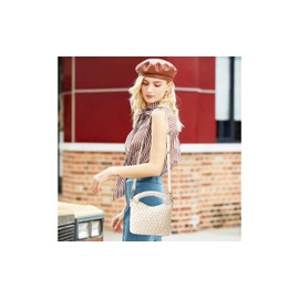 Fashion Small Woven Bag for Women, Handmade MINI HOBO Tote Bag Crossbody Handbag Travel Summer Beach Bag