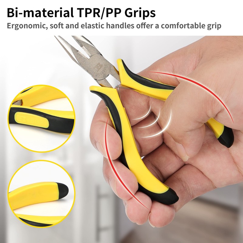 BOSI TOOLS 6-piece Mini Pliers Set, Needle Nose Pliers, Diagonal