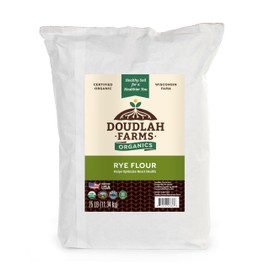 Organic Rye Flour by Doudlah Farms - USA Grown, Non-GMO, Low Gluten, Vegan, For Baking, Cooking, Supports Heart Health & Digestion (25lb Pack)