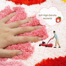 Cute Strawberry Rug for Bath, Pink Bathroom Rugs 20 X 31 Inch, Cute Floral Rug Non Slip Kids Bathroom Rug for Girls Machine Washable Absorbed High pile 3D Floor Bath Mat for Shower, Bedroom, Dorm
