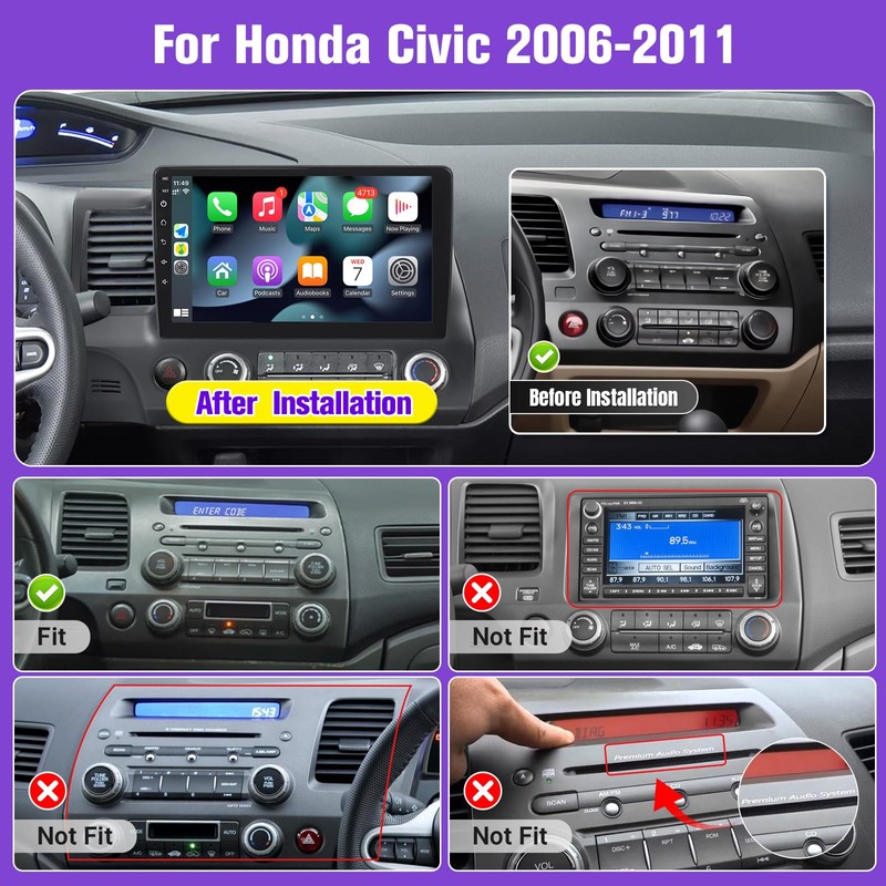 Leadfan Car Stereo Radio for Honda Civic 2006 2007 2008