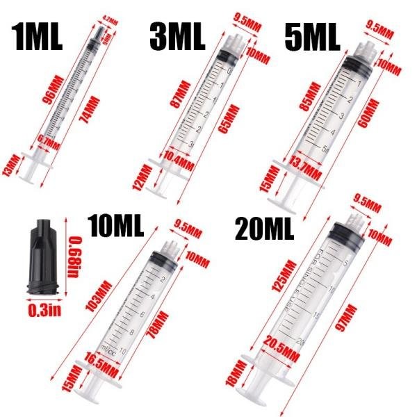 Plastic Syringe Blunt Tip Needle Cap 1/3/5/10/20ml Measurements Hydroponics, Single / 플라스틱 주사기 무딘 팁 바늘 캡 1/3/5/10/20ml 측정 수경법, 단일