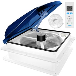 Kohree 14" RV Vent Fan 10 Speed Reversible with Remote Control: 12V Super Quiet RV Roof Vent Fan for Camper Trailer Bathroom, RV Exhaust Fan, Temperature & Rain Sensor, Removable Screen (Blue)