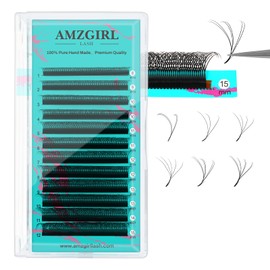 Cashmere Volume Eyelashes, 6DW Prefabricated Eyelash Extension, Fast Blooming Volume Eyelash Extension, Mixed Tray/Single Length, C Curl for Eyelash Technicians (8-15 mm)