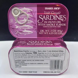 Trader joe’s 3X Trader Joe’s Sardines In EVOO Olive Oil With Smoke Flavor 3 Cans Wild Caught
