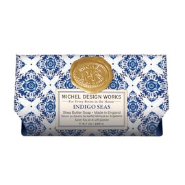 Michel Design Works Soap Bar, Indigo Seas Large, Beautiful Design, Triple-milled