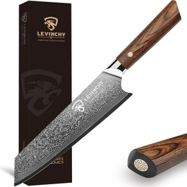 LEVINCHY Damascus Chef Knife 8 inch with Ergonomic Pakka Wood Handle, Professional Japanese Damascus Steel Kitchen Knife
