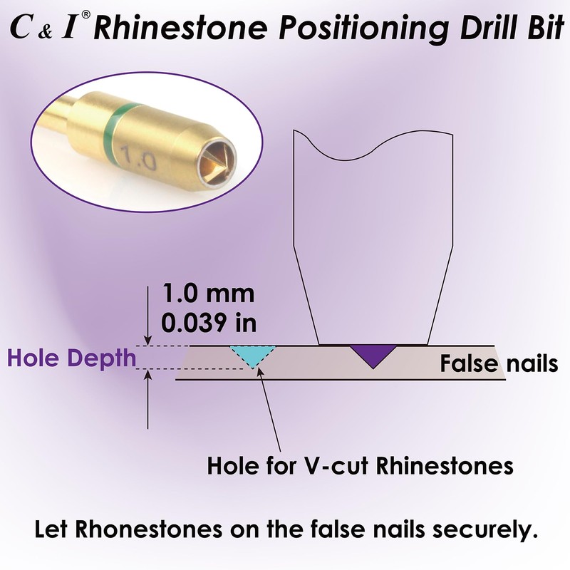 C & I Nail Drill V-Cut Hole Bit for Rhinestone