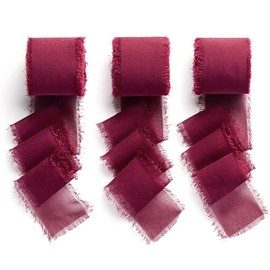 Aoksunova Gift Ribbon, Wedding Ribbon, Red 3 Rolls Chiffon Ribbon, Fabric Ribbon, 3.8 cm x 6.3 m, Ribbons for Crafts