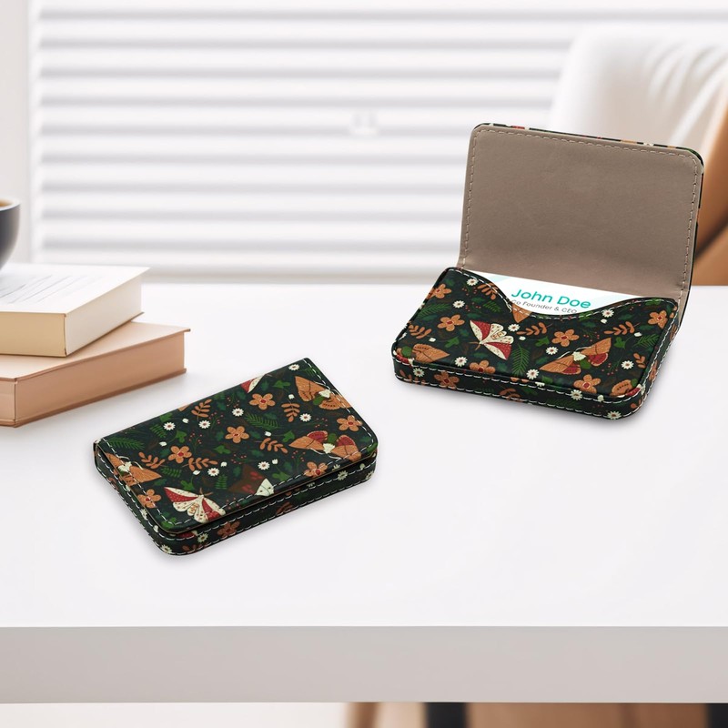 FORYEE Business Card Holder, RFID Blocking PU Leather Wallet with