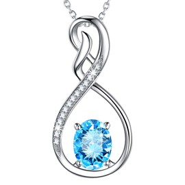 Zavest Birthday Gifts for Women Forever Love Infinity Necklace Wife Mum March Birthstone Aquamarine Jewellery Her Sterling Silver