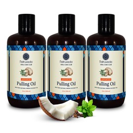 Oil Pulling Mouthwash | Coconut Oil Pulling for Teeth & Gums | Natural Oral Detox | Alcohol-Free Pulling Oil | USA Based Seller | Fresh Breath & Whitening Mouthwash - Pack of 3 24 Oz (No Scrapper)