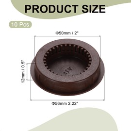 PATIKIL Round Vent Cover 50mm/2", 10 Pcs Plastic Soffit Air Vent Floor Air Vents Ventilation Hole for Home Ceiling Wall Duct Cabinet Closet Wardrobes, Brown
