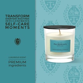 Pecksniff's White Scented Candle 1 Wick - Sandalwood & Vanilla Candles for Home - 184g/6.49oz