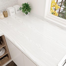 WESTICK White Wood Peel and Stick Wallpaper Self Adhesive Wood Contact Paper for Countertops Waterproof White Wooden Vinyl Wrap Roll for Cabinets Drawers Furniture Tables Desk Walls 15.8" x 80"