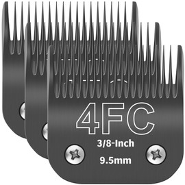 YAZIYIR 4FC Detachable Pet Dog Grooming Blades, Compatible with Ainds, Oster A5, Wahl KM-10 and Other Series Clippers, Size: 4FC Blade 3/8-Inch 9.5mm Cut Length. Black-3Pcs.