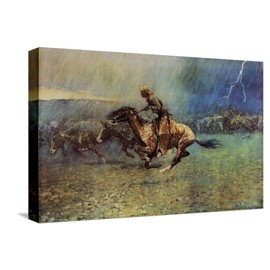 ART.COM Stretched Canvas Print The Stampede by Frederic Sackrider Remington, 18" x 12"