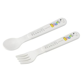 OSK SF-27 Cutlery Set, Snoopy & Friends, Spoon, Fork Set, White, Made in Japan, Dishwasher Safe, Plastic, Kids, Babies, Stylish, Cute, Easy to Use