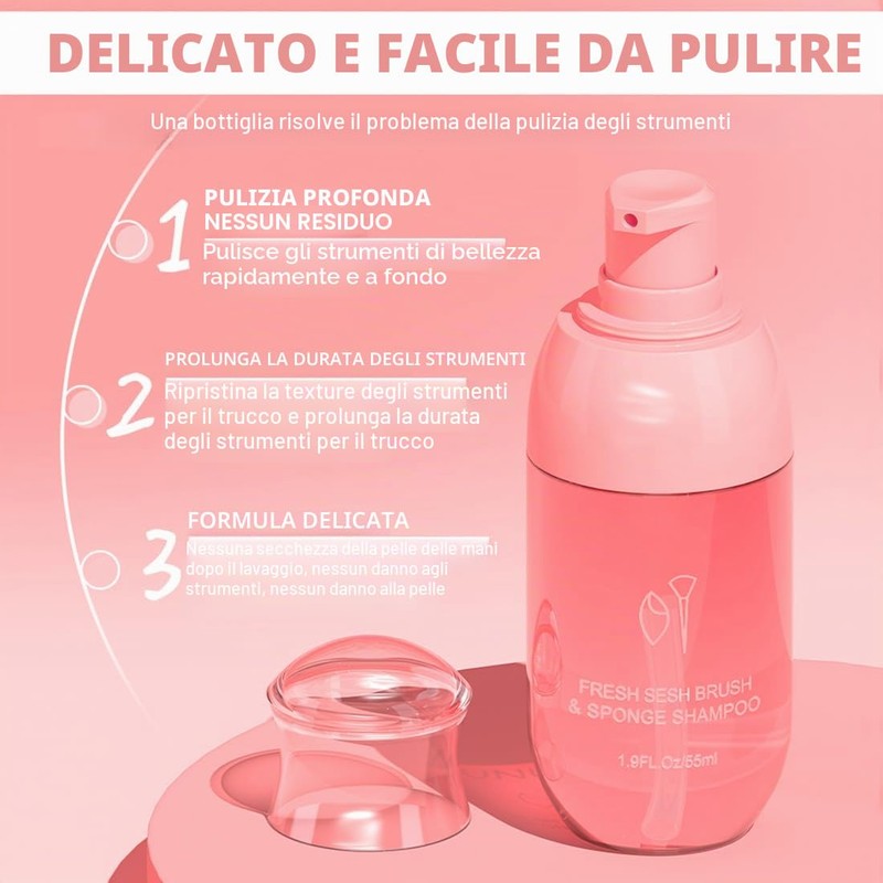 Detergente per pennelli da trucco, 55 ml, shampoo e detergente